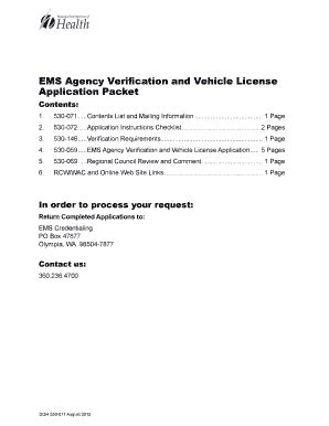 EMS Agency and Vehicle Licensing and Verification .